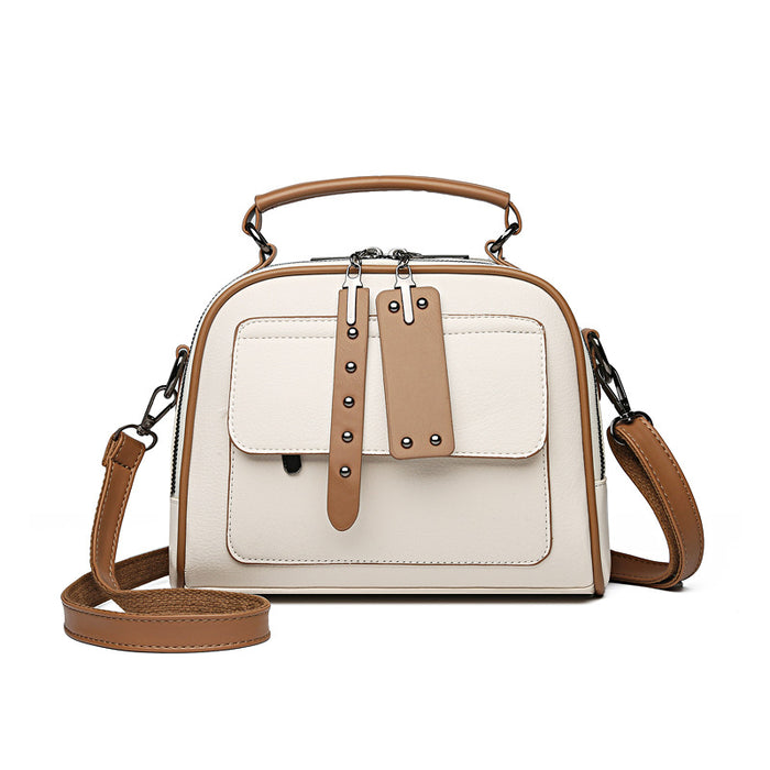 Fashion Women PU Multi-Layer Splicing Small Handbag