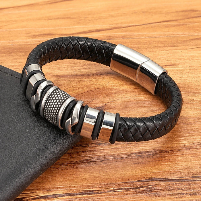 Stainless Steel Leather Bracelet