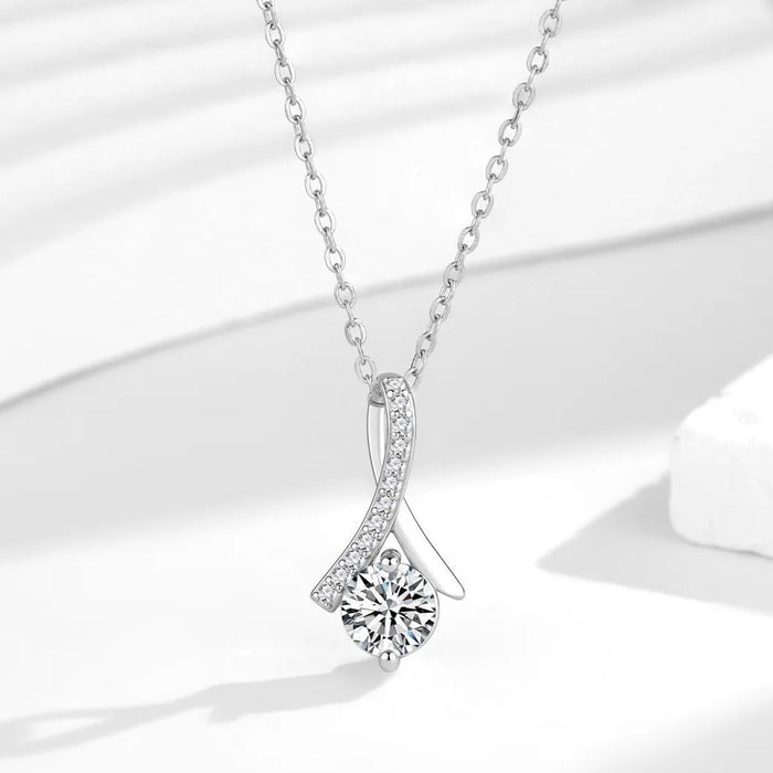 Stainless Steel Herringbone Zircon Mermaid Tail Pendant Necklace