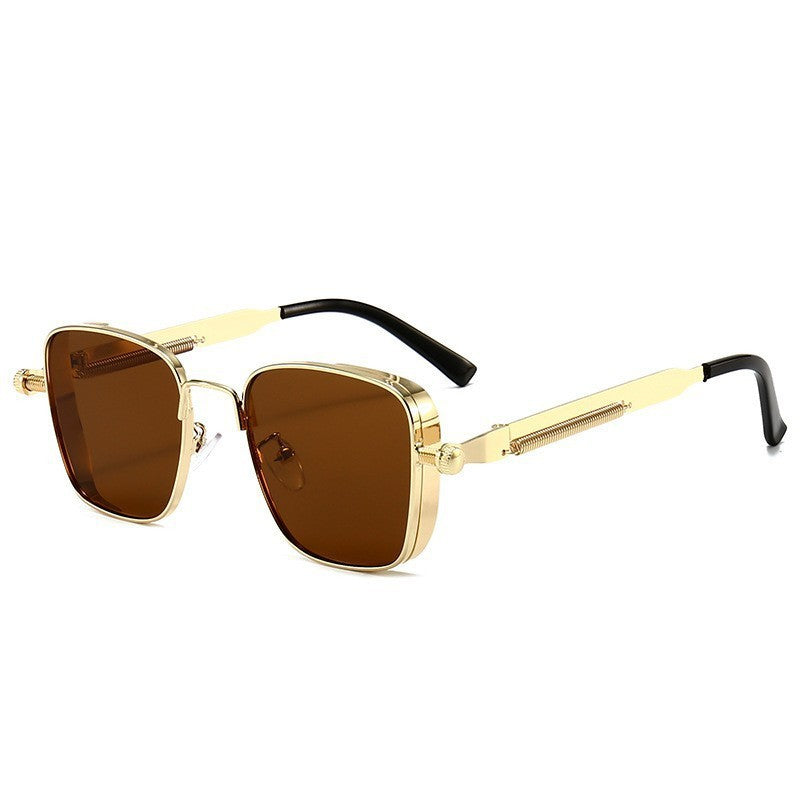 Retro Steampunk Square Frame Metal Sunglasses