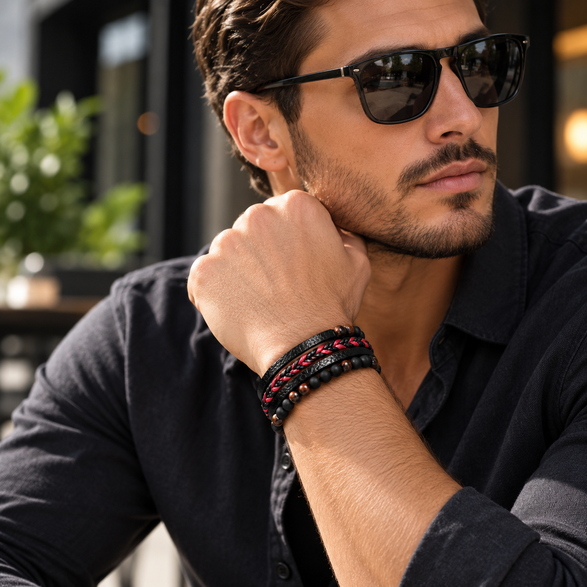 Multi-layered woven bracelet