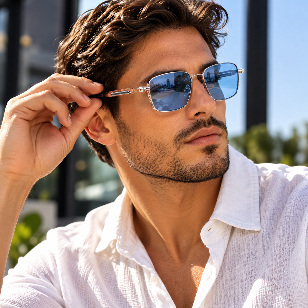 Retro Steampunk Square Frame Metal Sunglasses
