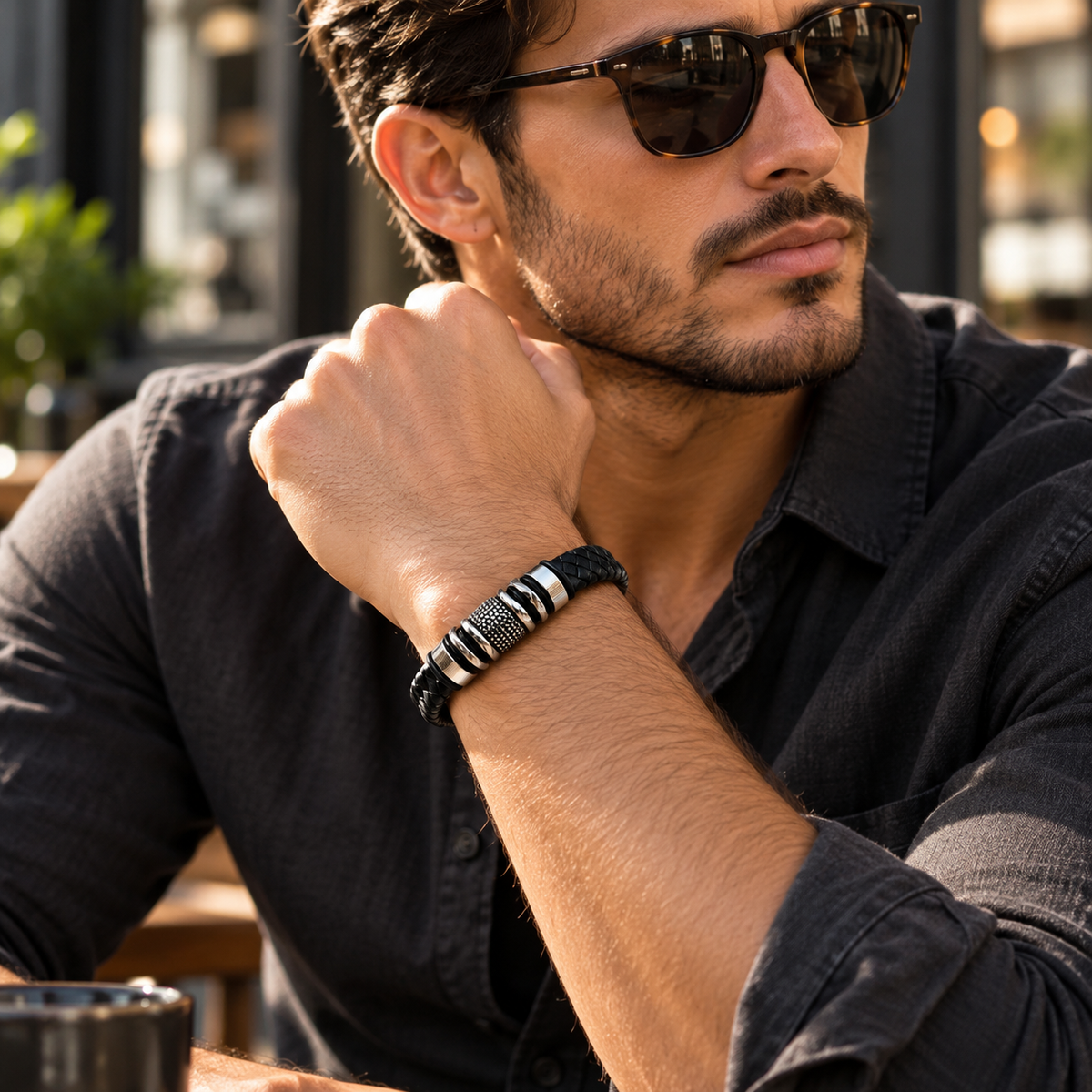 Stainless Steel Leather Bracelet