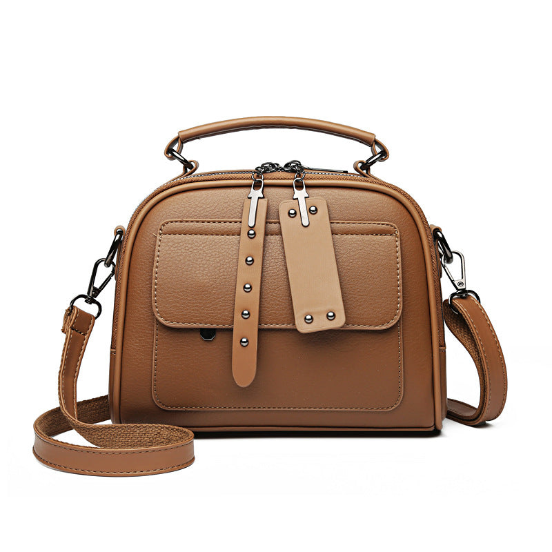 Fashion Women PU Multi-Layer Splicing Small Handbag