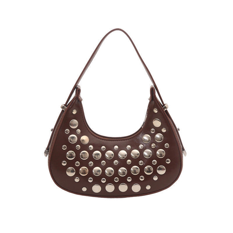 Women's Rivet Crescent Shoulder Bag