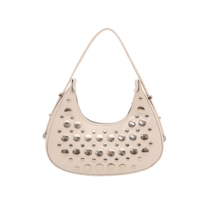 Women's Rivet Crescent Shoulder Bag