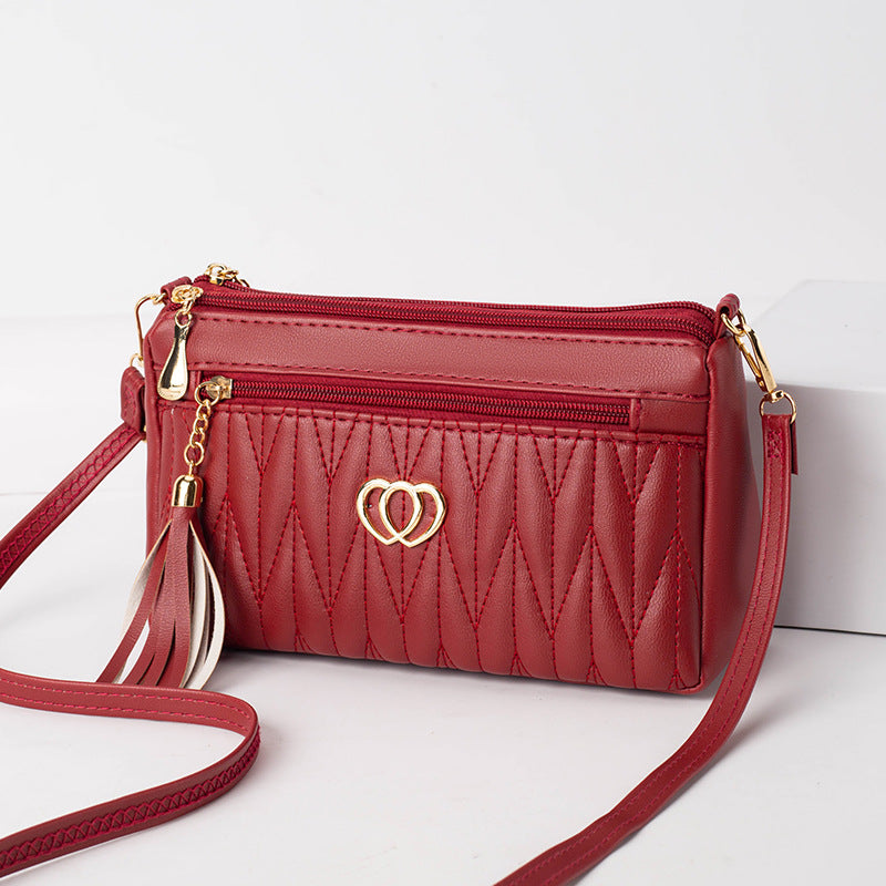 Women's Leather Tassel Crossbody Bag