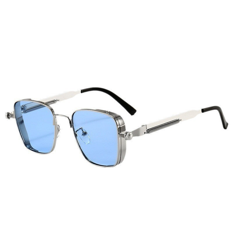 Retro Steampunk Square Frame Metal Sunglasses