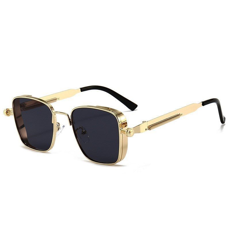 Retro Steampunk Square Frame Metal Sunglasses