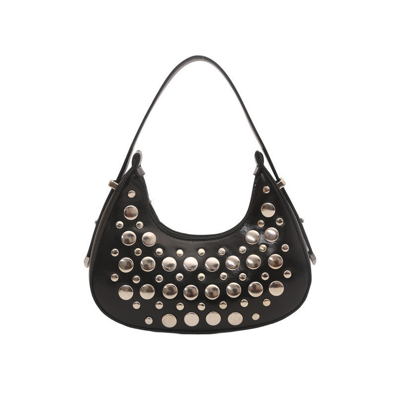Women's Rivet Crescent Shoulder Bag