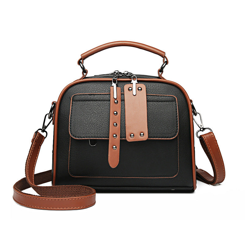 Fashion Women PU Multi-Layer Splicing Small Handbag