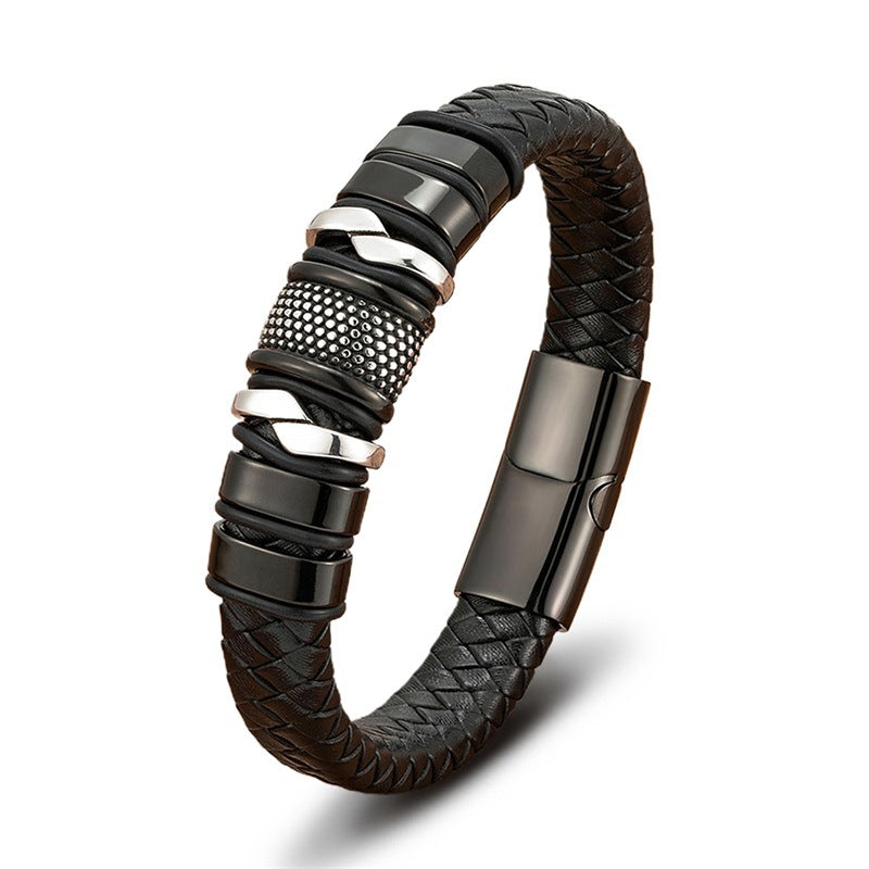 Stainless Steel Leather Bracelet