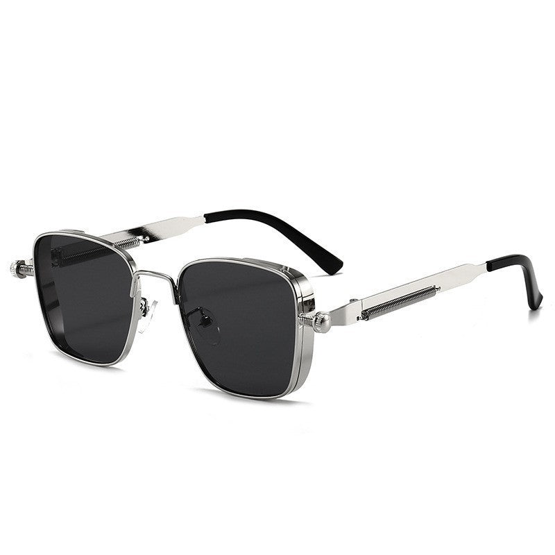 Retro Steampunk Square Frame Metal Sunglasses